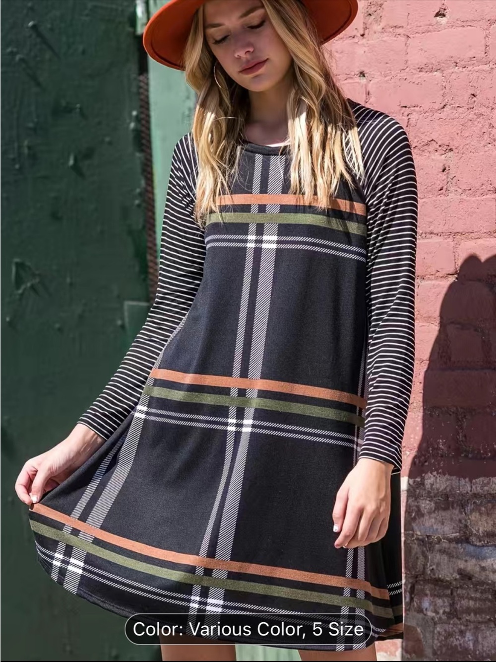 Plaid & stripes dress